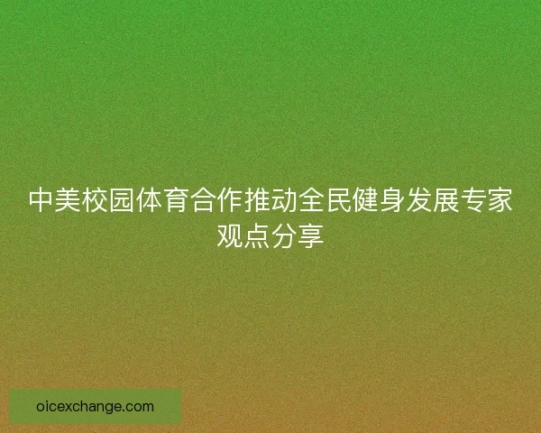 中美校园体育合作推动全民健身发展专家观点分享