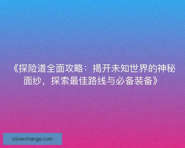 《探险道全面攻略：揭开未知世界的神秘面纱，探索最佳路线与必备装备》